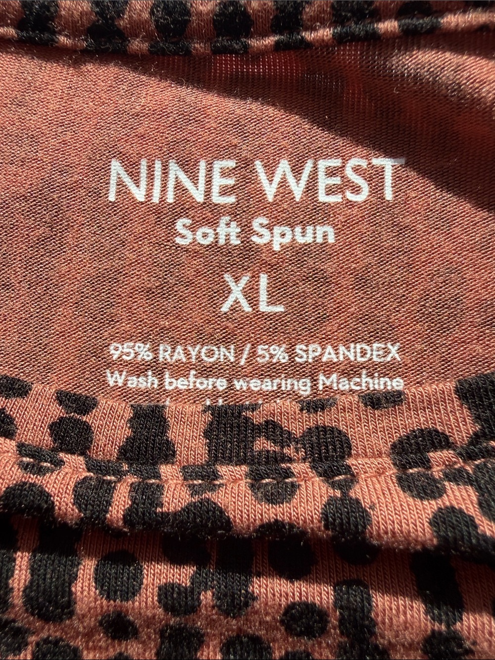 Nine West Leopard Print Soft Spun Top - Rust & Black
